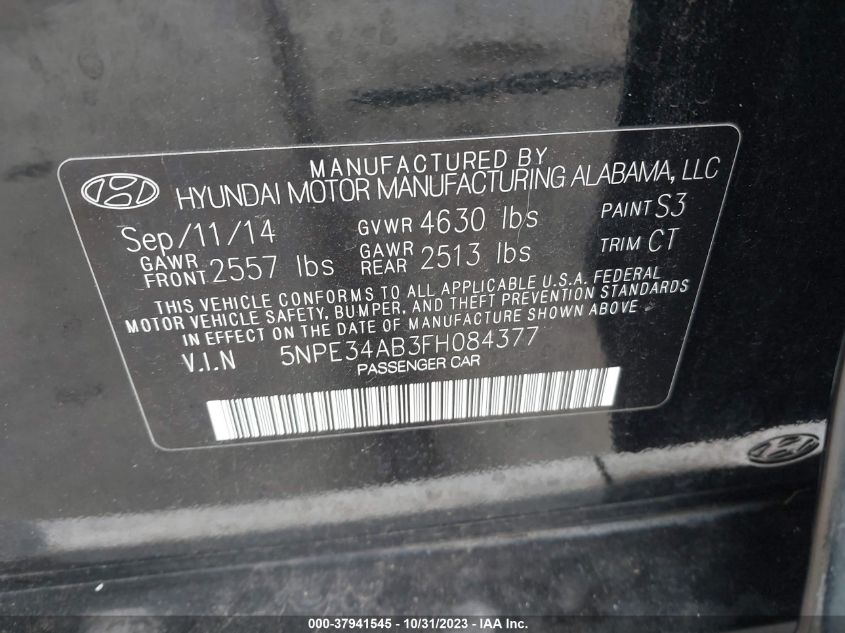 2015 HYUNDAI SONATA 2.0T SPORT - 5NPE34AB3FH084377