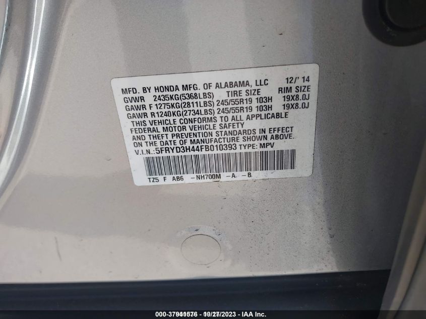 2015 ACURA MDX TECH PKG - 5FRYD3H44FB010393