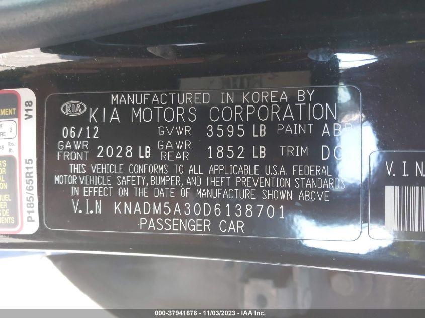 2013 KIA RIO LX - KNADM5A30D6138701