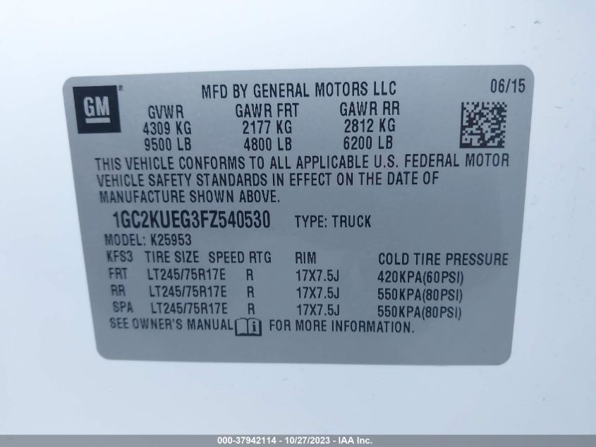 2015 CHEVROLET SILVERADO 2500HD WORK TRUCK - 1GC2KUEG3FZ540530