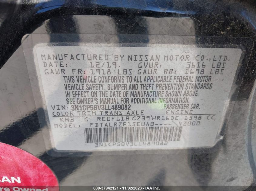 2020 NISSAN KICKS S - 3N1CP5BV3LL489082