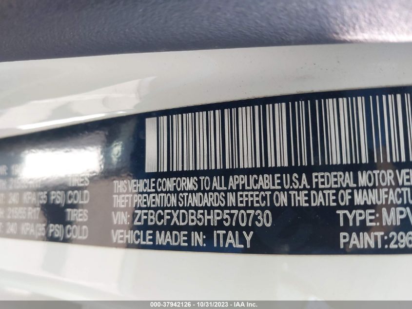 2017 FIAT 500X LOUNGE - ZFBCFXDB5HP570730