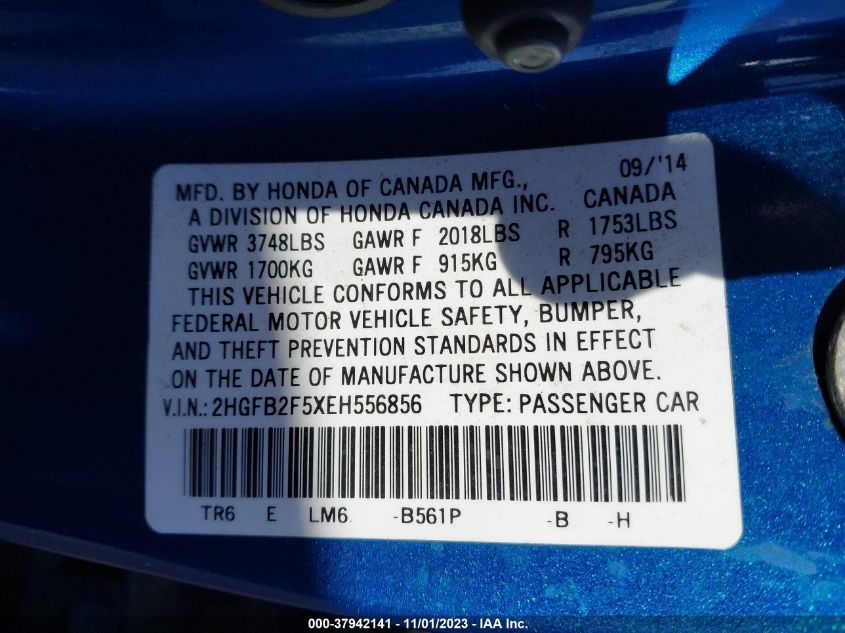 2014 HONDA CIVIC LX - 2HGFB2F5XEH556856