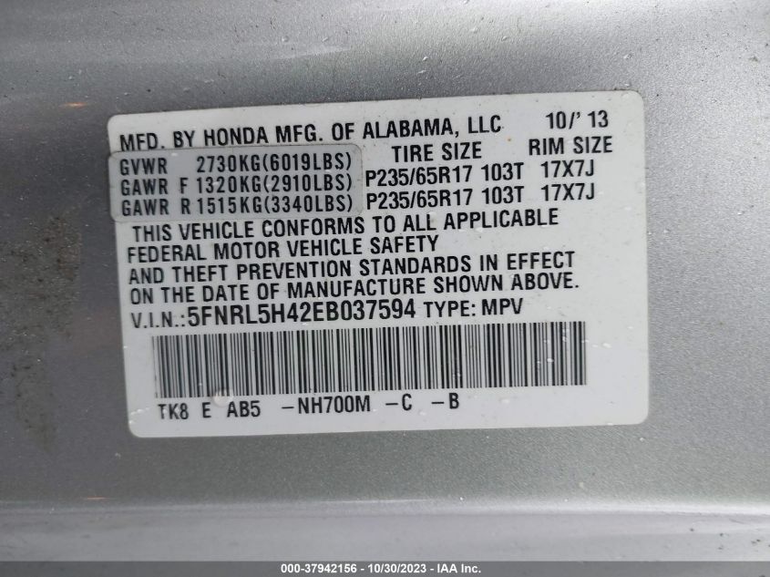 2014 HONDA ODYSSEY EX - 5FNRL5H42EB037594