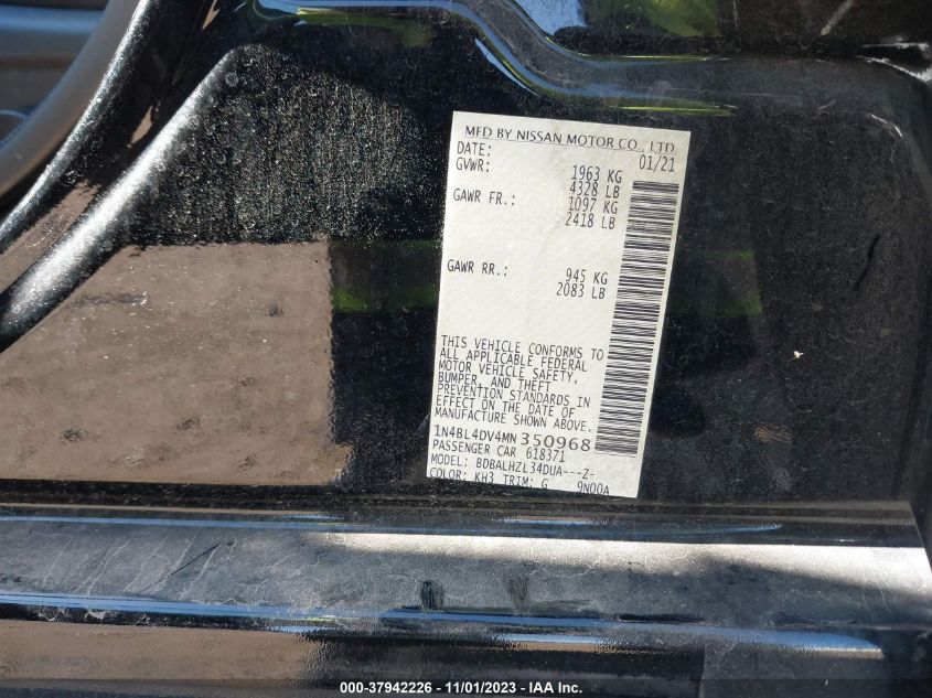 2021 NISSAN ALTIMA 2.5 SV - 1N4BL4DV4MN350968