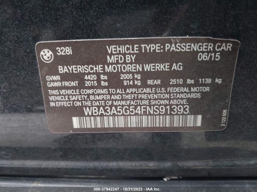 2015 BMW 328I - WBA3A5G54FNS91393