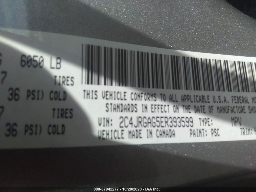 2014 RAM CARGO VAN TRADESMAN 2C4JRGAG5ER393599