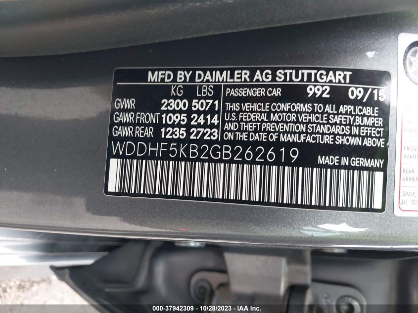 2016 MERCEDES-BENZ E 350 E 350 LUXURY WDDHF5KB2GB262619