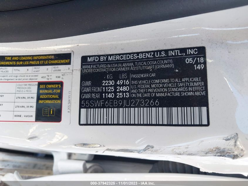 2018 MERCEDES-BENZ AMG C 43 4MATIC 55SWF6EB9JU273266