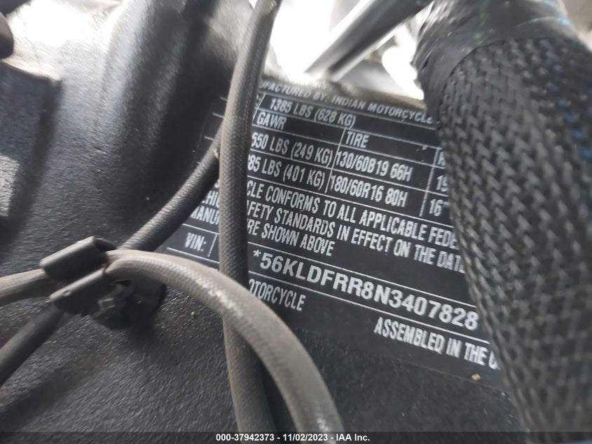 VIN 56KLDFRR8N3407828 2022 INDIAN MOTORCYCLE CO. PURSUIT DARK HORSE WITH PREMIUM P