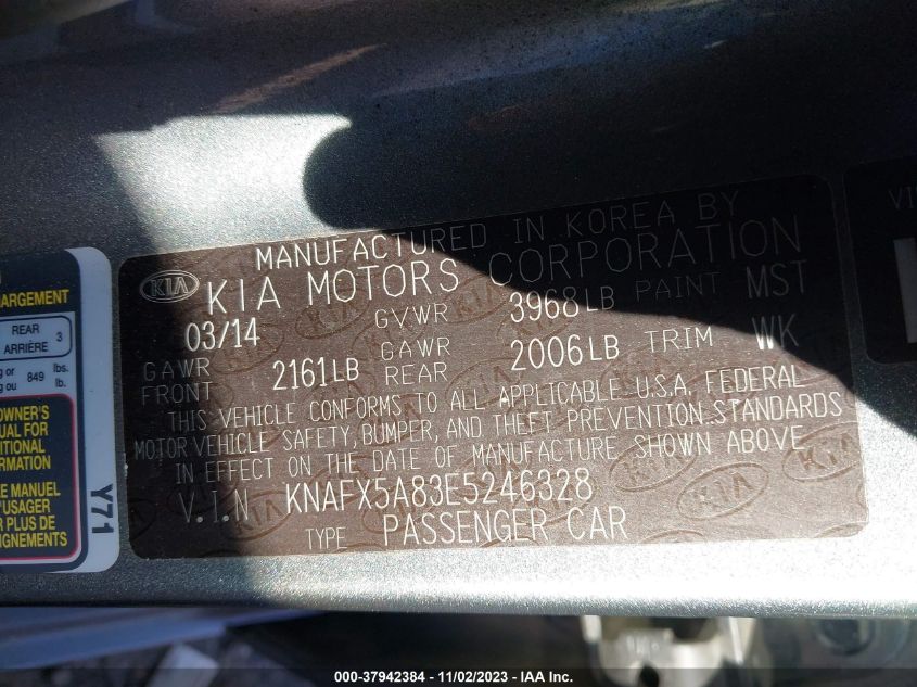 2014 KIA FORTE 5-DOOR EX - KNAFX5A83E5246328