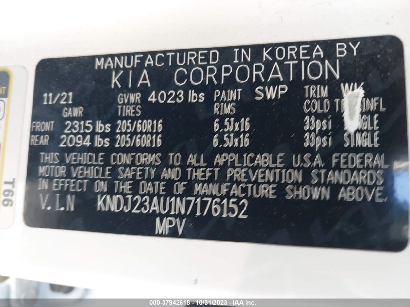2022 KIA SOUL LX - KNDJ23AU1N7176152