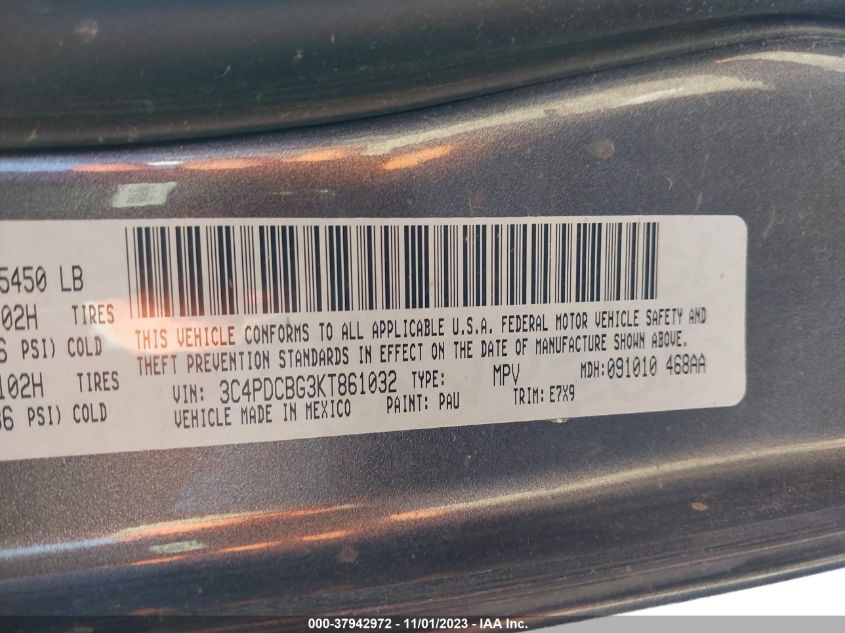 2019 DODGE JOURNEY SE - 3C4PDCBG3KT861032