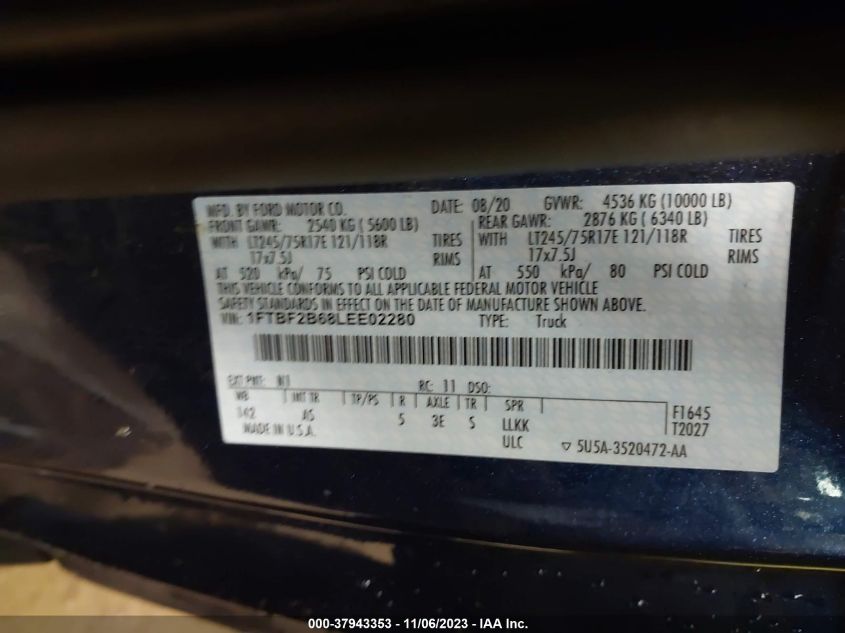 2020 FORD F-250 XL - 1FTBF2B68LEE02280
