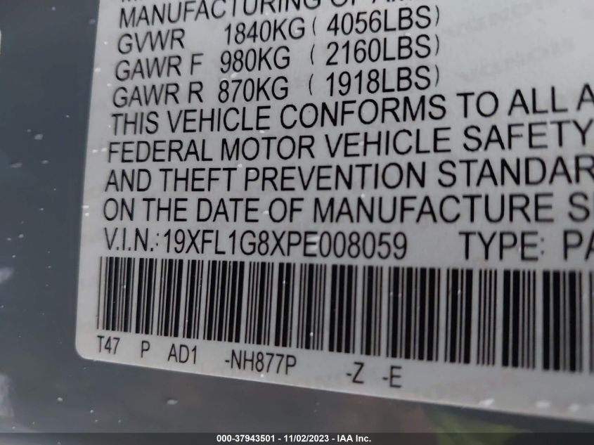 2023 HONDA CIVIC SPORT TOURING - 19XFL1G8XPE008059