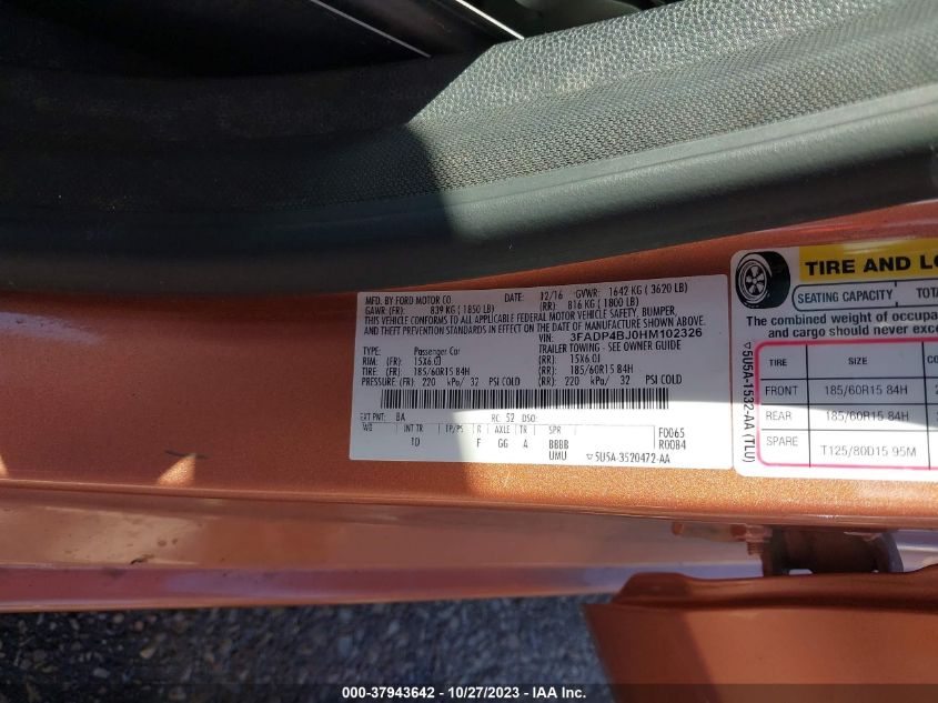 2017 FORD FIESTA SE - 3FADP4BJ0HM102326