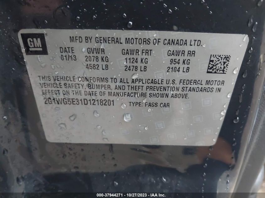 2013 CHEVROLET IMPALA LT - 2G1WG5E31D1218201