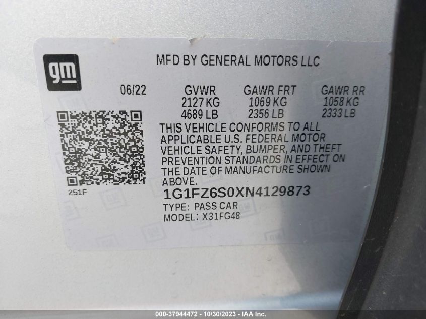 2022 CHEVROLET BOLT EUV FWD PREMIER 1G1FZ6S0XN4129873