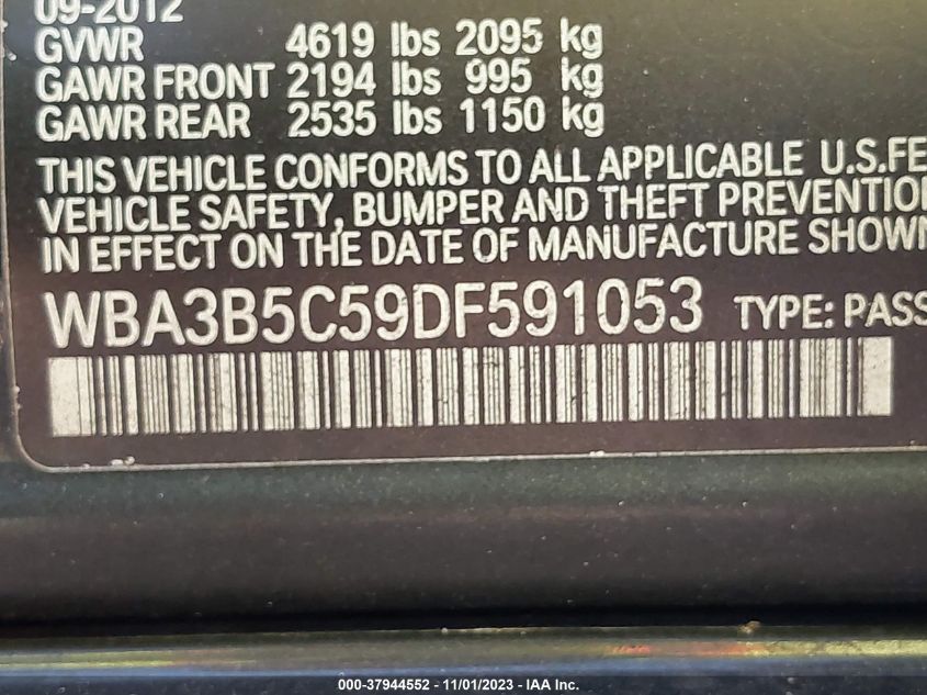 2013 BMW 328I XDRIVE - WBA3B5C59DF591053