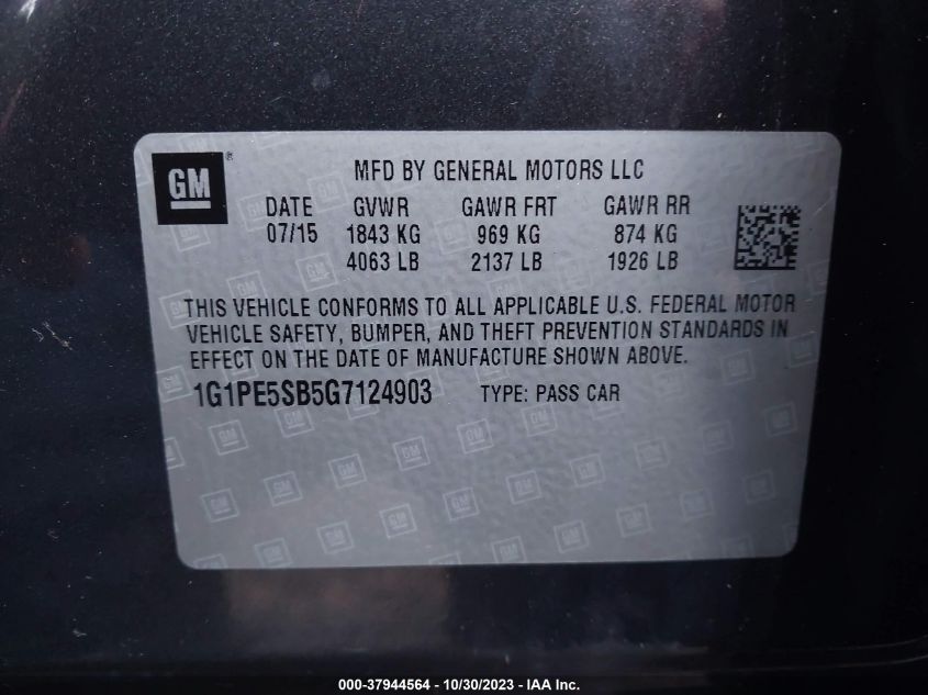2016 CHEVROLET CRUZE LIMITED LT - 1G1PE5SB5G7124903