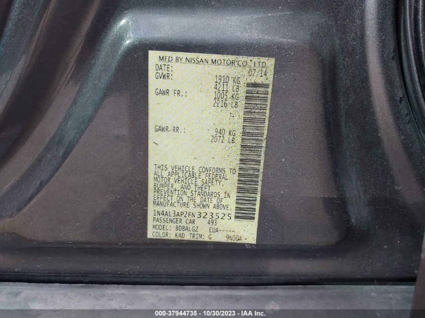 2015 NISSAN ALTIMA 2.5/S/SV/SL - 1N4AL3AP2FN323525