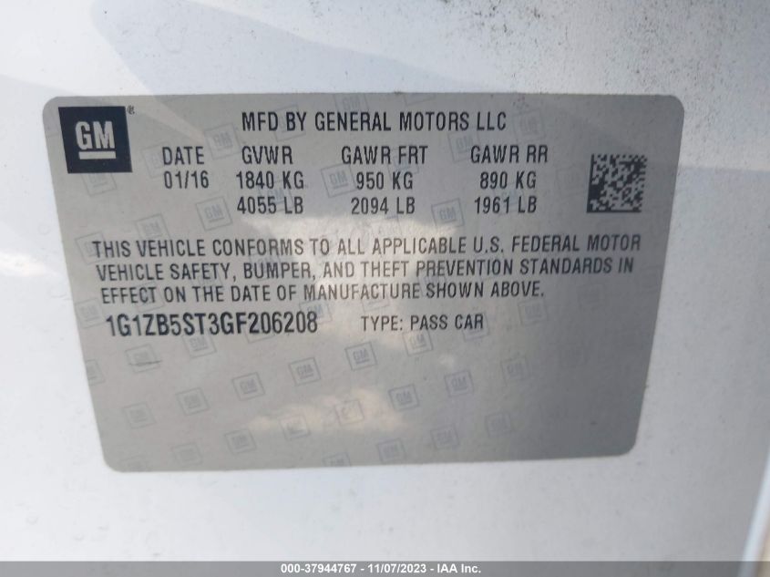 2016 CHEVROLET MALIBU LS - 1G1ZB5ST3GF206208
