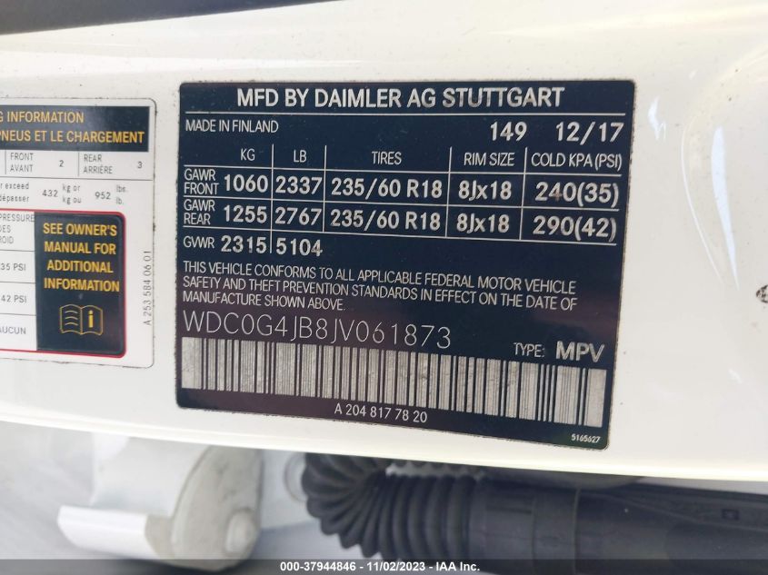 2018 MERCEDES-BENZ GLC 300 - WDC0G4JB8JV061873