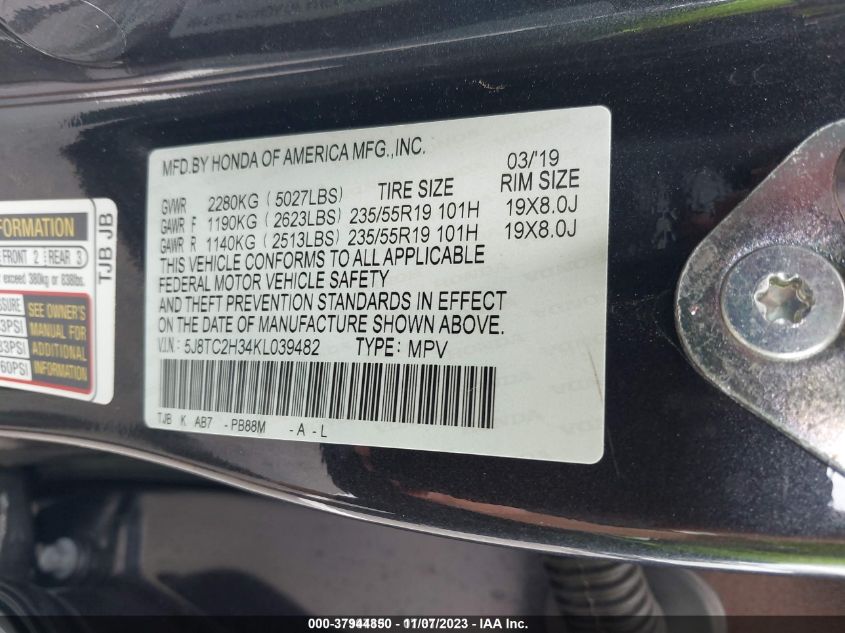 2019 ACURA RDX - 5J8TC2H34KL039482
