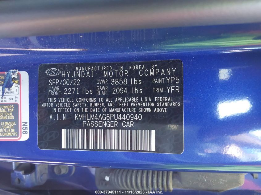 2023 HYUNDAI ELANTRA SEL - KMHLM4AG6PU440940