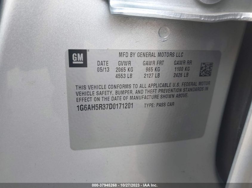 2013 CADILLAC ATS LUXURY - 1G6AH5R37D0171201