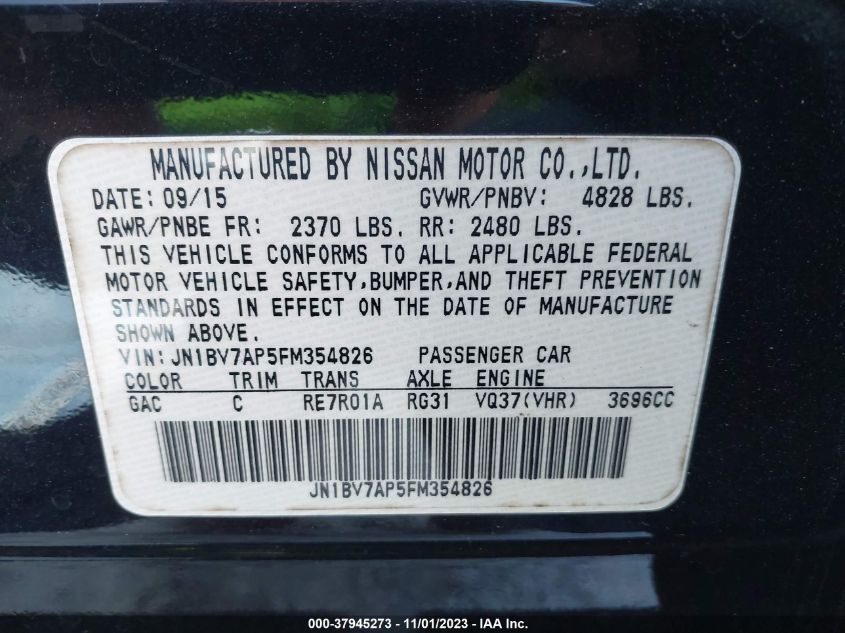 2015 INFINITI Q50 PREMIUM - JN1BV7AP5FM354826