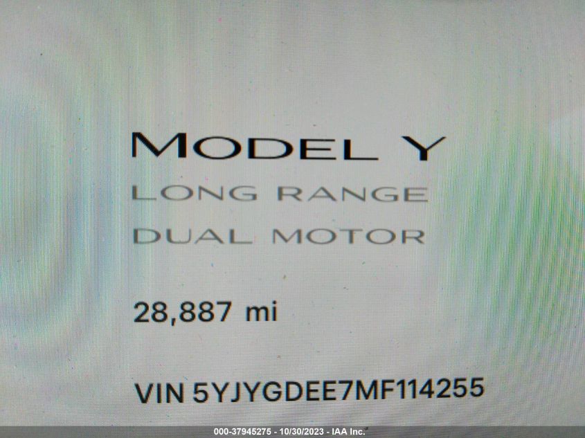 2021 TESLA MODEL Y LONG RANGE - 5YJYGDEE7MF114255