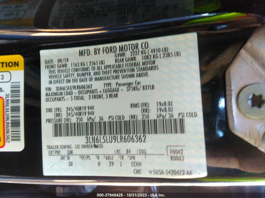 2020 LINCOLN MKZ RESERVE - 3LN6L5LU9LR606362
