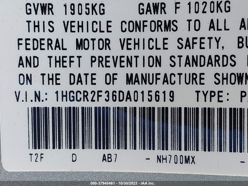 2013 HONDA ACCORD LX - 1HGCR2F36DA015619