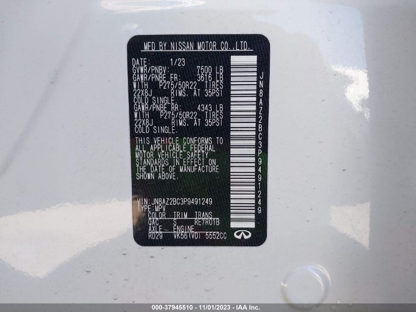 2023 INFINITI QX80 SENSORY - JN8AZ2BC3P9491249