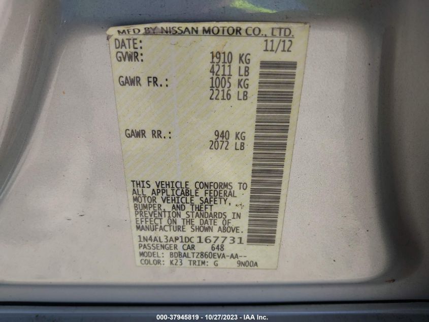 2013 NISSAN ALTIMA 2.5 SV - 1N4AL3AP1DC167731