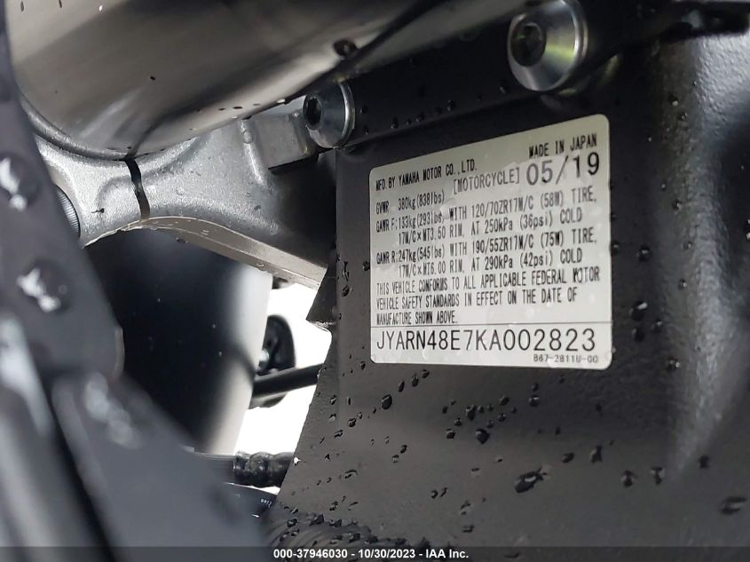 2019 YAMAHA MTN1000 JYARN48E7KA002823