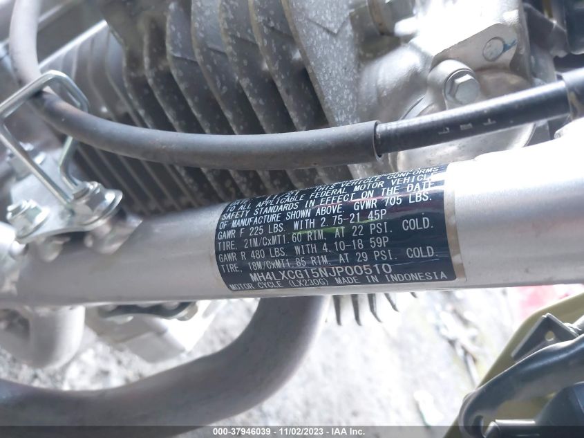 2022 KAWASAKI KLX230 G MH4LXCG15NJP00510