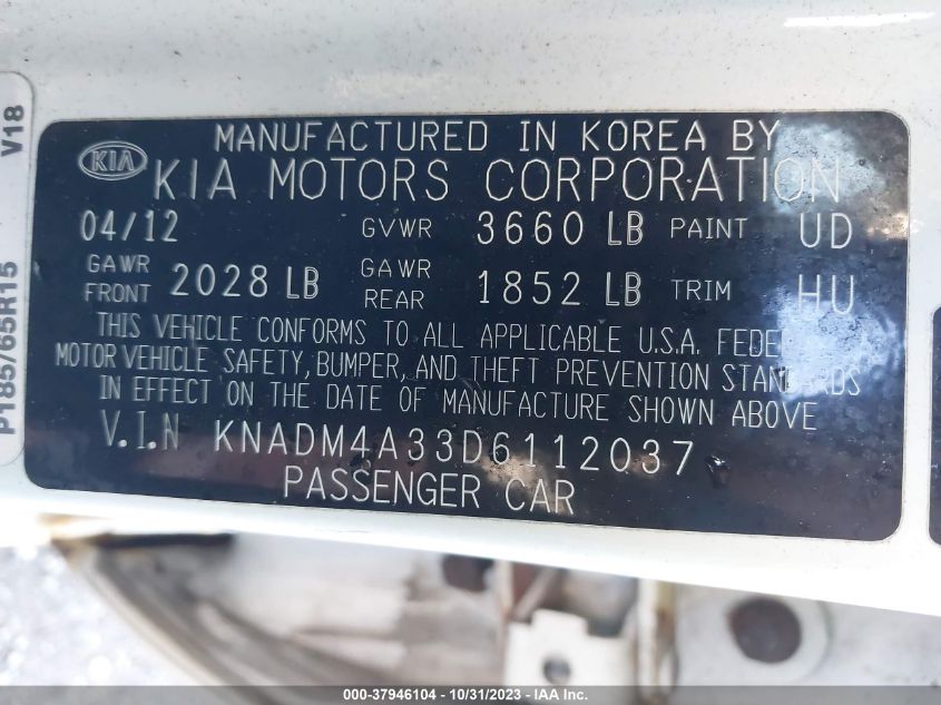 2013 KIA RIO LX - KNADM4A33D6112037