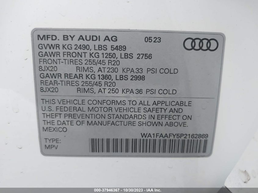 WA1FAAFY5P2162869 2023 AUDI Q5, photo no. 9