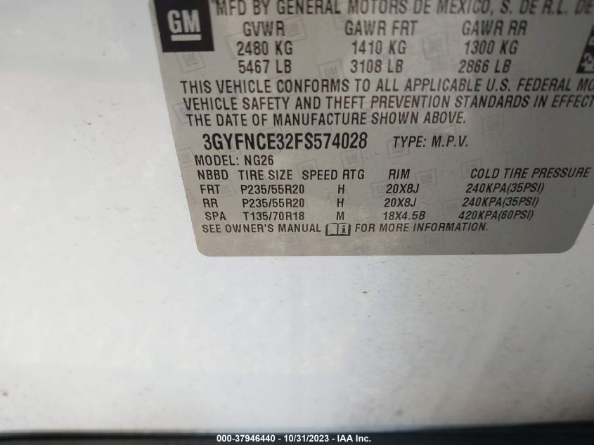 2015 CADILLAC SRX PERFORMANCE COLLECTION - 3GYFNCE32FS574028