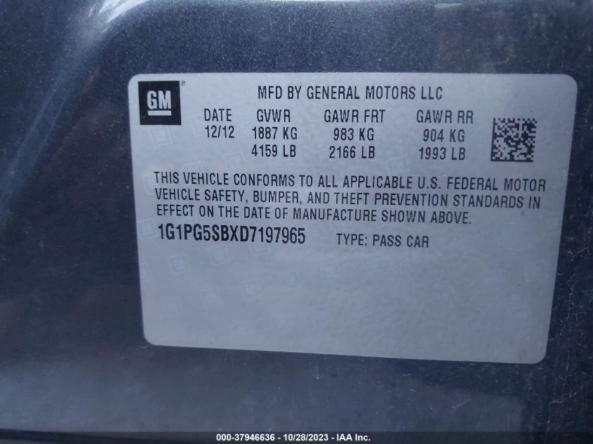 2013 CHEVROLET CRUZE LTZ - 1G1PG5SBXD7197965