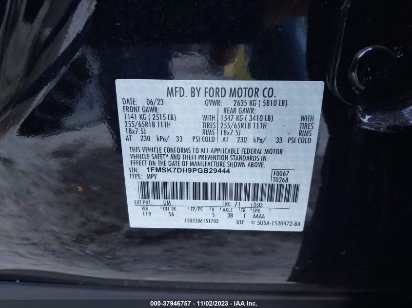 2023 FORD EXPLORER XLT - 1FMSK7DH9PGB29444