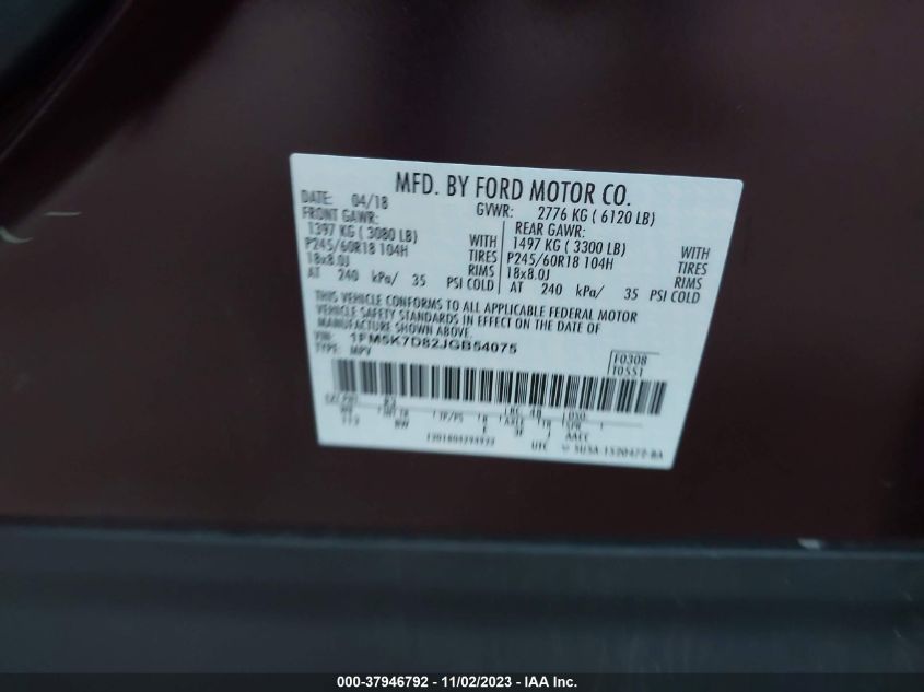 2018 FORD EXPLORER XLT - 1FM5K7D82JGB54075