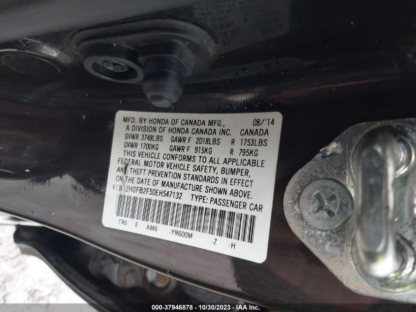 2014 HONDA CIVIC LX - 2HGFB2F50EH547132