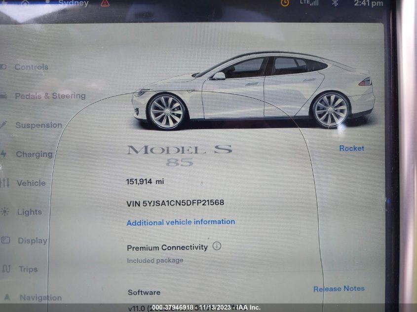 2013 TESLA MODEL S - 5YJSA1CN5DFP21568