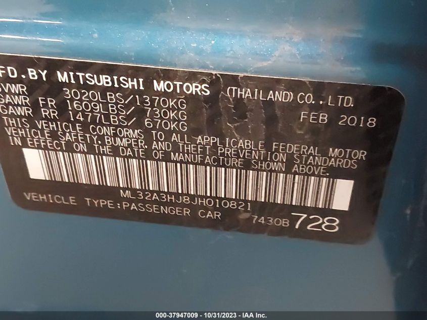 2018 MITSUBISHI MIRAGE ES - ML32A3HJ8JH010821
