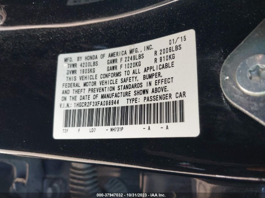 2015 HONDA ACCORD LX - 1HGCR2F3XFA098944