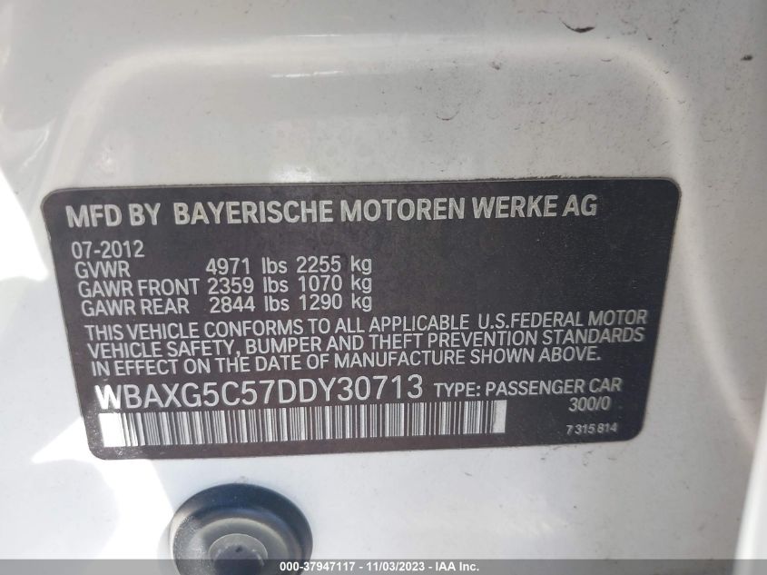 2013 BMW 528I WBAXG5C57DDY30713