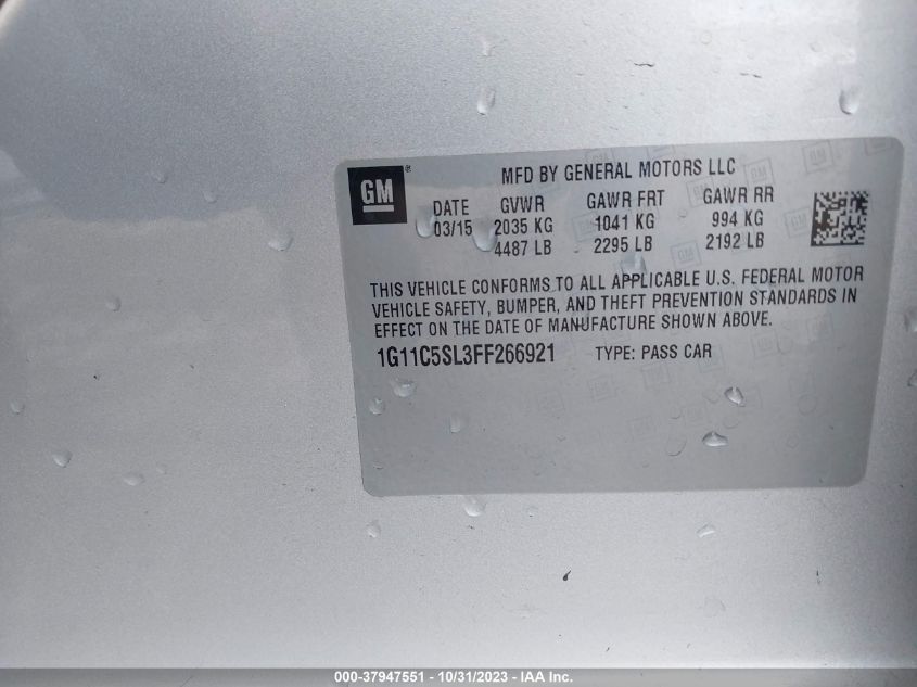 2015 CHEVROLET MALIBU LT - 1G11C5SL3FF266921